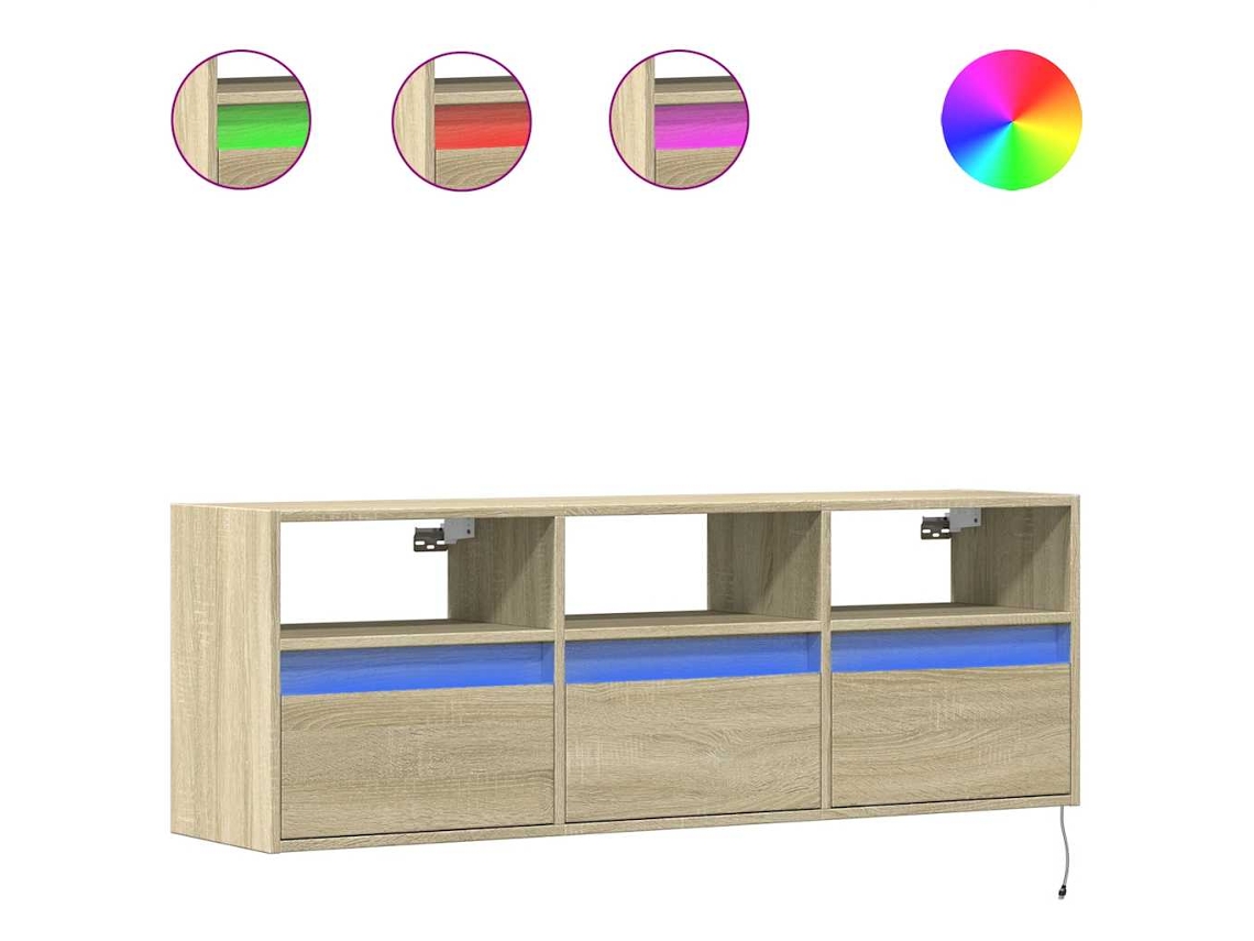 Móvel de Parede com Luzes Led Carvalho Sonoma MAISON EXCLUSIVE (130x31x45 cm)