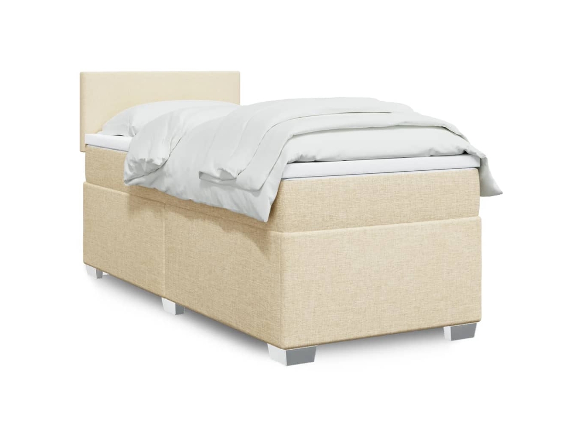 Vidaxl Cama Com Molas/colchão 100x200 Cm Tecido Cor Creme