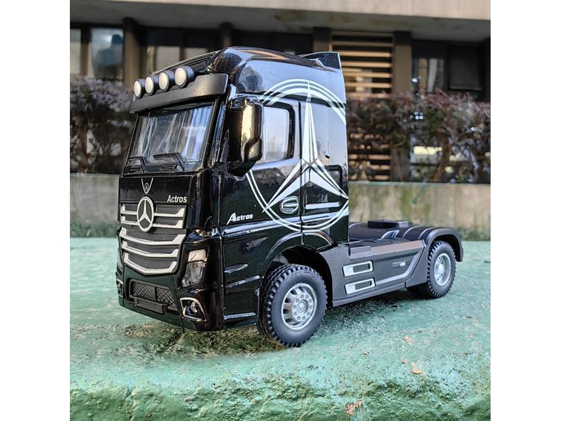 Modelo de Caminhão em Escala 1/50, em Alumínio, com Cabine Simulando Contêiner, Feito de Metal. MDUG (preto)
