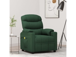 Vidaxl Poltrona De Massagens Tecido Verde-escuro