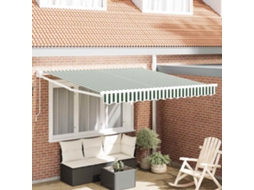 Vidaxl Toldo Retrátil Verde E Branco 350 X 250 Cm