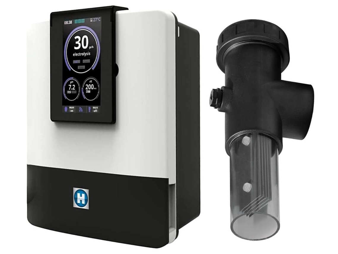 Eletrólise automática de sal Aquarite Plus Touch para água sólida natural com sensor de temperatura integrado - 50g/h