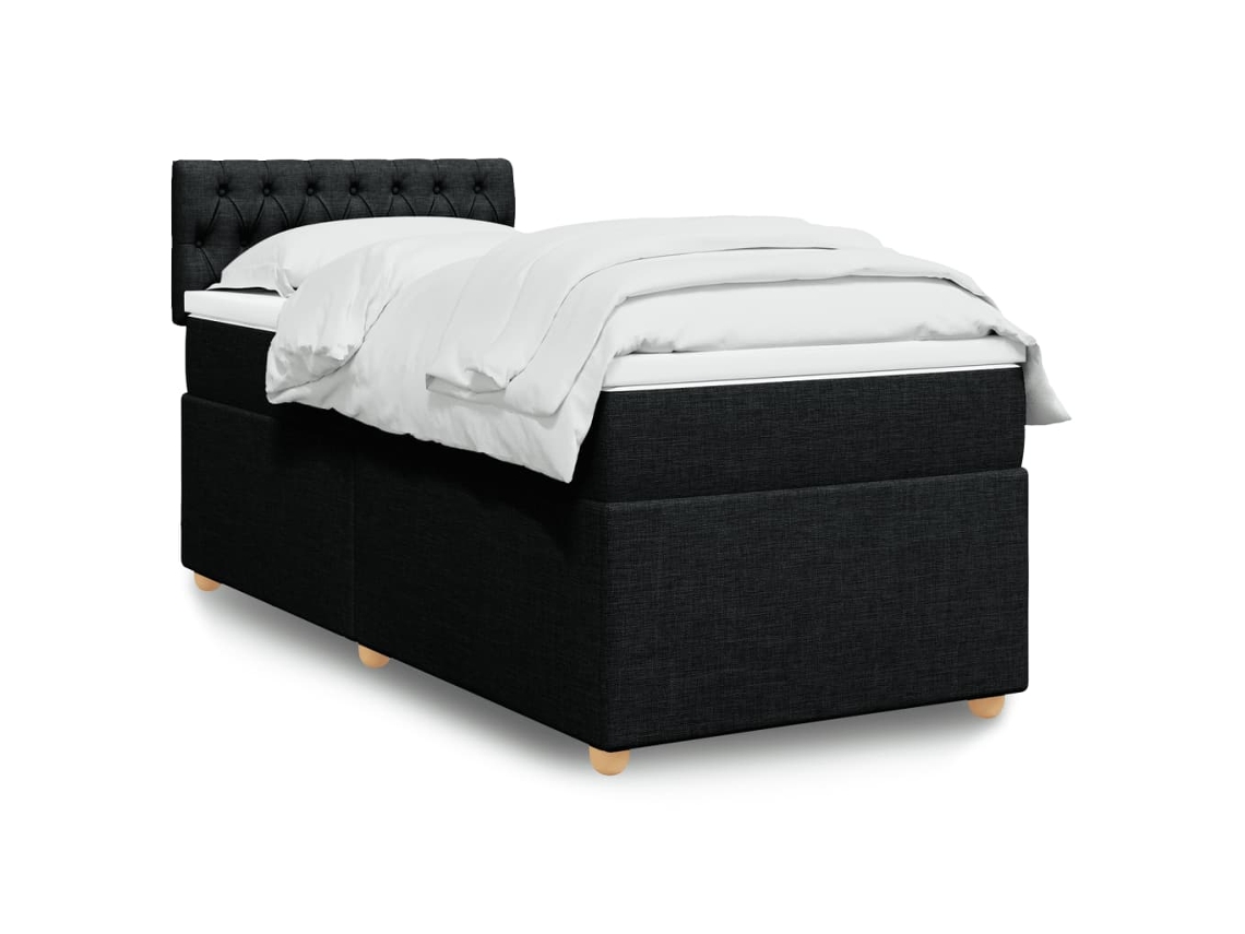 Vidaxl Cama Com Molas/colchão 100x200 Cm Tecido Preto
