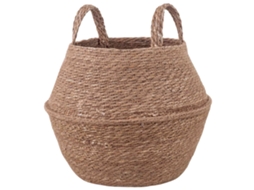 Conjunto 1 Vaso De Plantas Trançado Vidaxl Castanho Erva Marinha (ø 32 X 32 Cm)