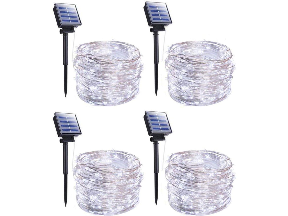 Luzes De Corda Para Áreas Externas Movidas A Energia Solar, Pacote Com 4, 22 M, 800 Leds, Luzes De Corda Solares Com 8 Modos De Il Aquaforge