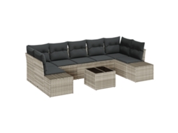 Conjunto 8 Conjunto De Sofá De Jardim Vidaxl Cinzento-claro Vime Pe (239 X 62 X 69 Cm)