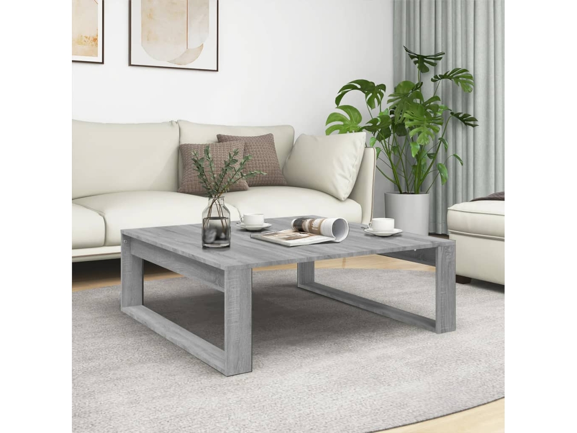 Vidaxl Mesa De Centro 100x100x35 Cm Derivados De Madeira Cinza Sonoma