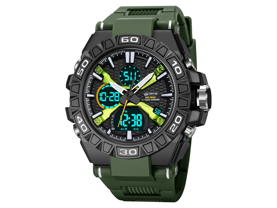 Relógio Digital Esportivo Luminoso , Cronógrafo Multifuncional À Prova D'água. MDUG (verde Militar)