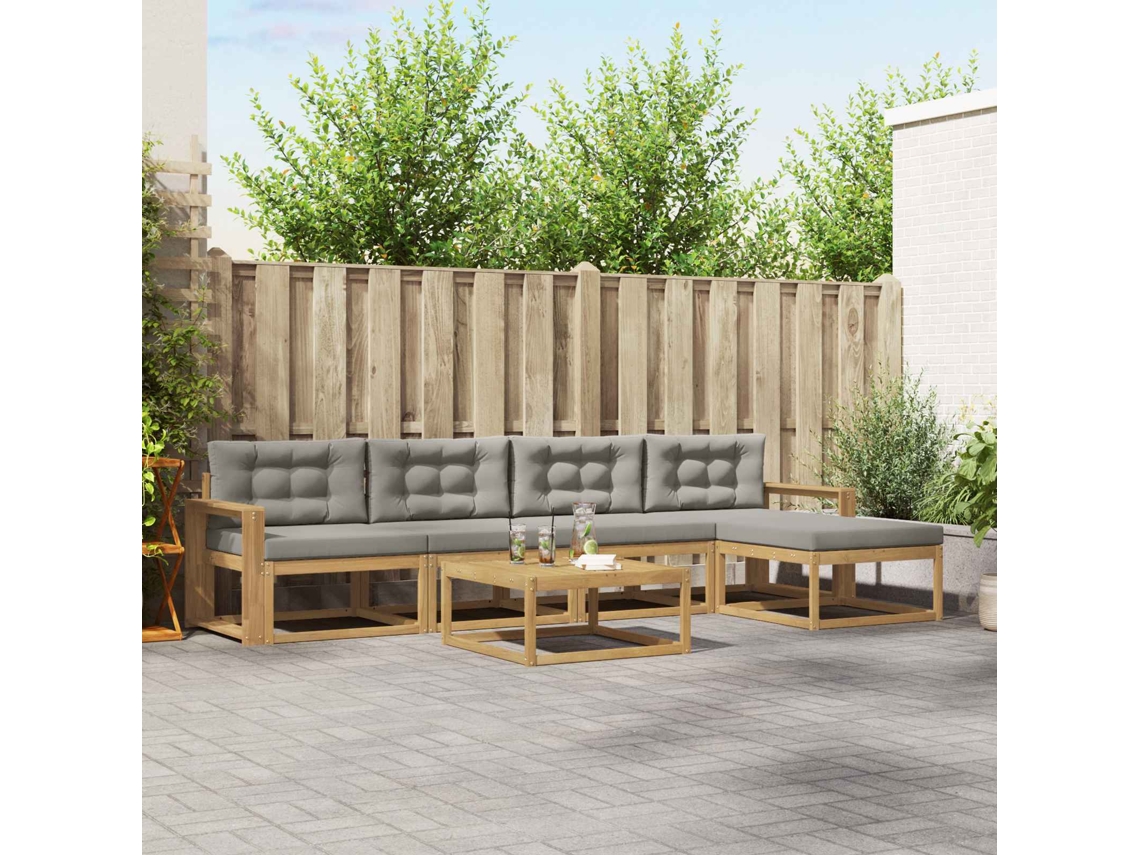 Vidaxl Conjunto De Sofás Para Exterior 6 Unid. Branco E Cinzento-claro