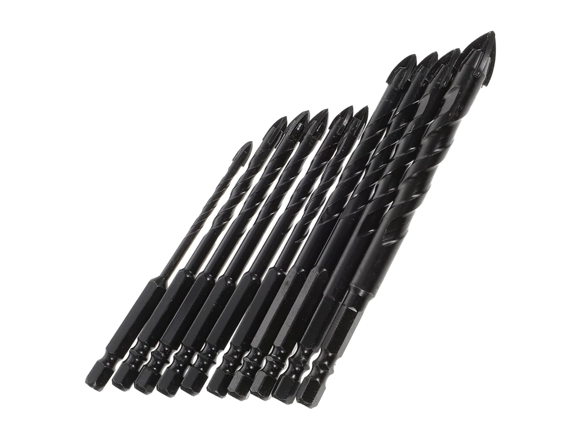 Conjunto De 10 Brocas De Aço Preto Para Azulejo, 4-12 Mm Para Perfuração | Tamanhos 4, 5,