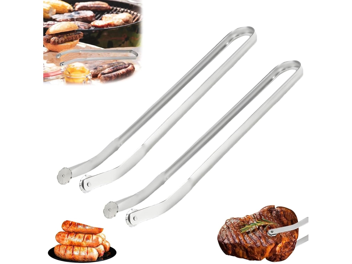 Pinça Para Virar Linguiça De Churrasco, Pinça De Cozinha Em Aço Inoxidável, Pinça Extra Longa Para Virar Carne E Legumes