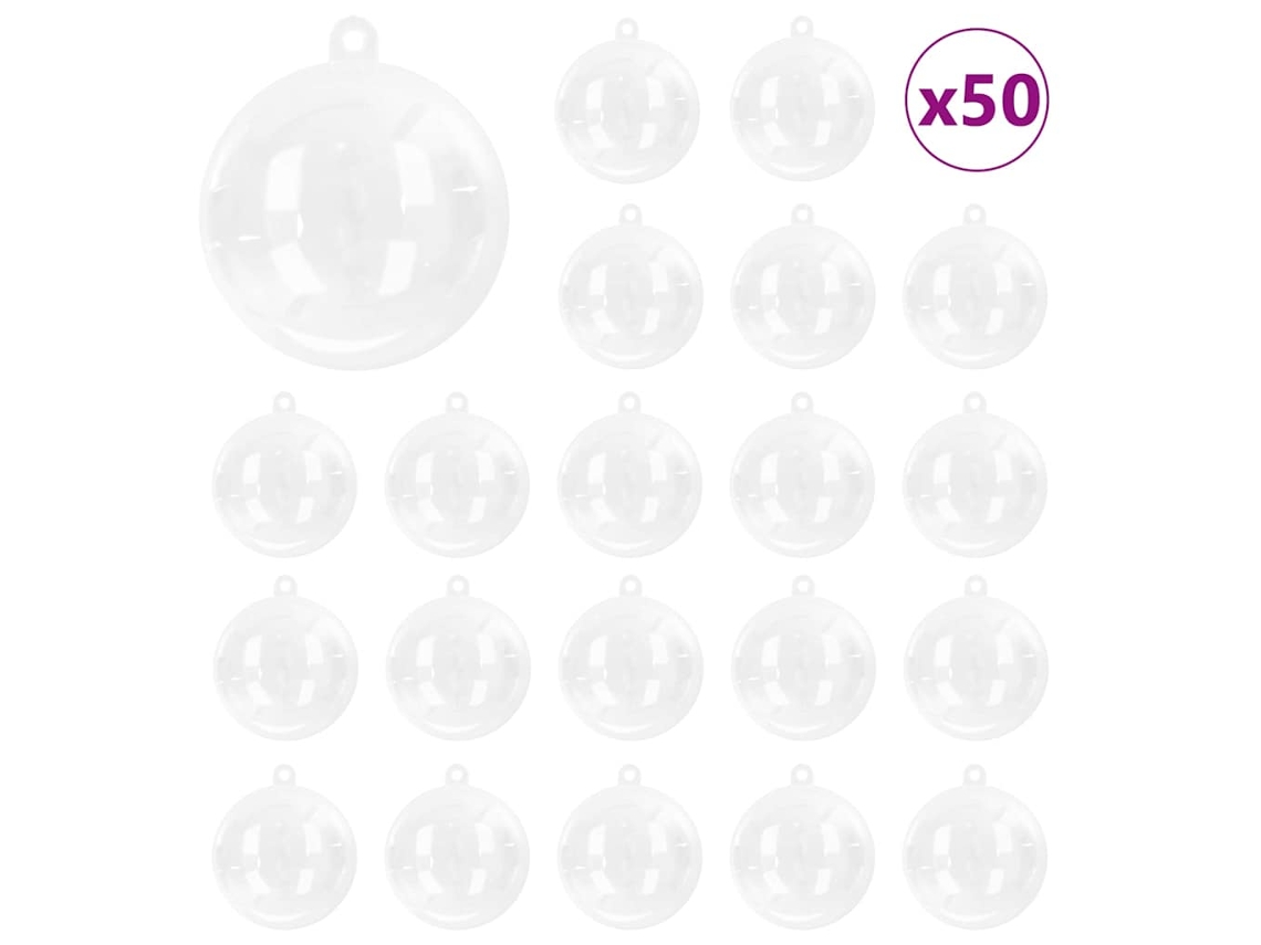 Vidaxl Conjunto De Bolas De Natal 50 Pcs Transparente Ø 5 Cm