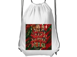 Mochila de Ginástica Infantil Branca Confortável e Prática com Estampa Futebol Português BRILVIBERA