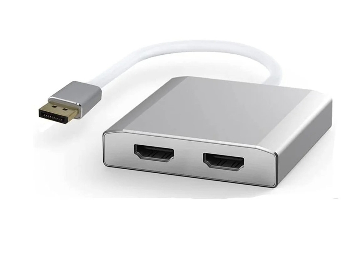 Displayport para Entrada Hdmi Dupla Mst / Sst 4K Dp Hub para 2 Hdmi Multi-Stream Transport Hub para Windows Mac Sistema Preto YIZHOOD