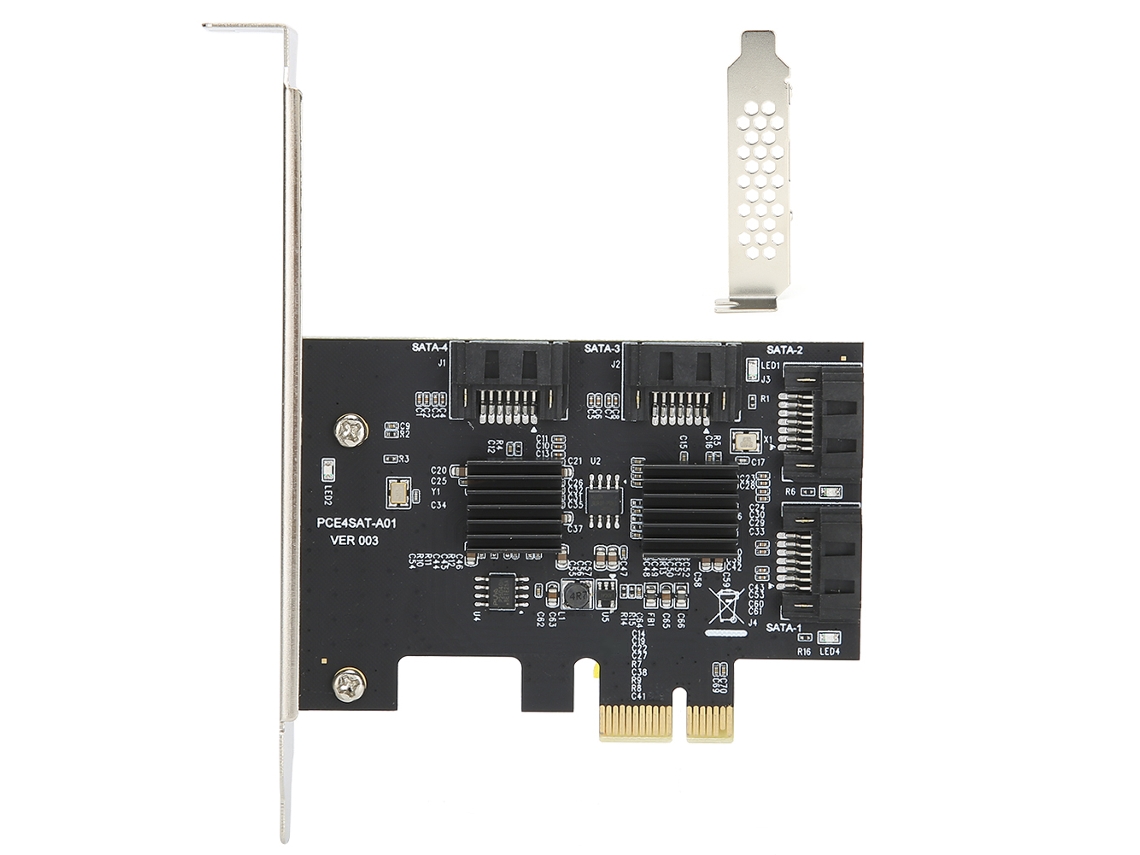 Adapter De Cartão De Expansão Pci E Para 4 Portas Sata 3.0 Com Riser De Disco Rígido