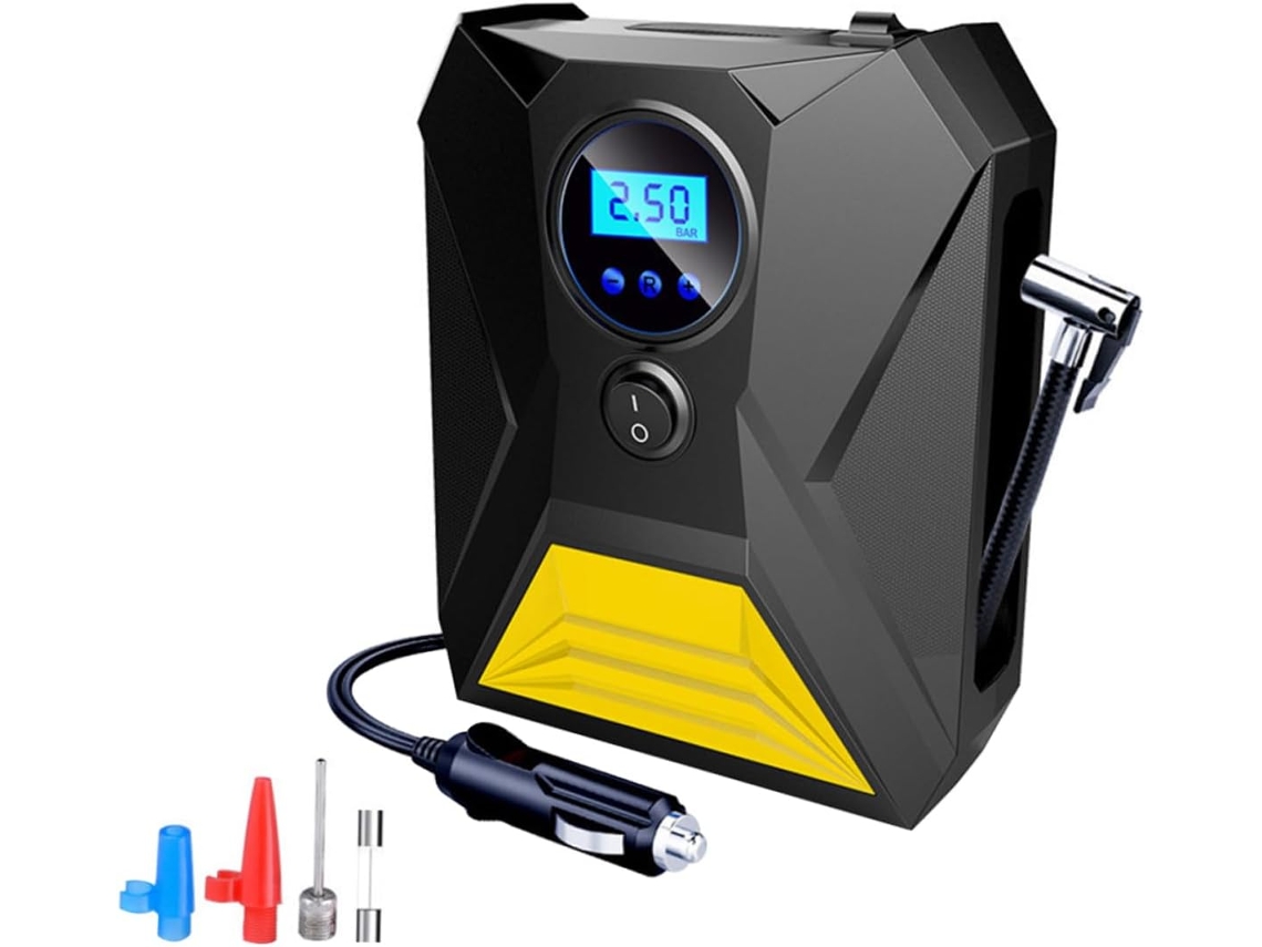 Bomba elétrica Amosfun com visor digital para encher pneus (S)