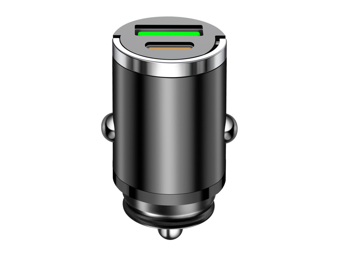 Carregador Veicular 100w Com Duas Portas Usb E Usb-c Rápido E Compacto Para Automóveis