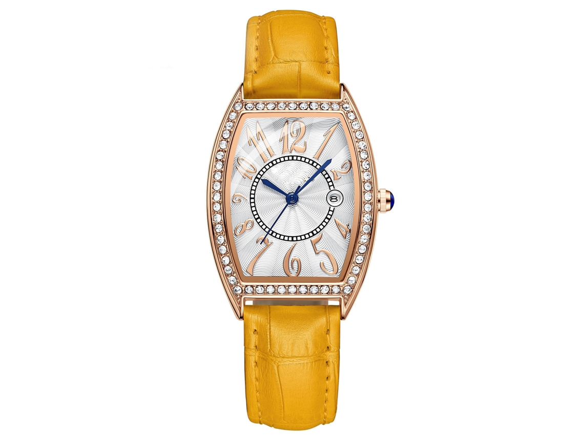 Relógio Quartzo Feminino Elegante Com Strass Resistente À Água