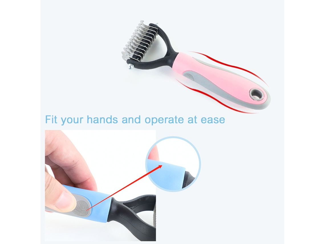 Pincel de grooming duplo face para pets, pente dematting com alça antiderrapante, remove nódulos e emaranhados | S/MARCA