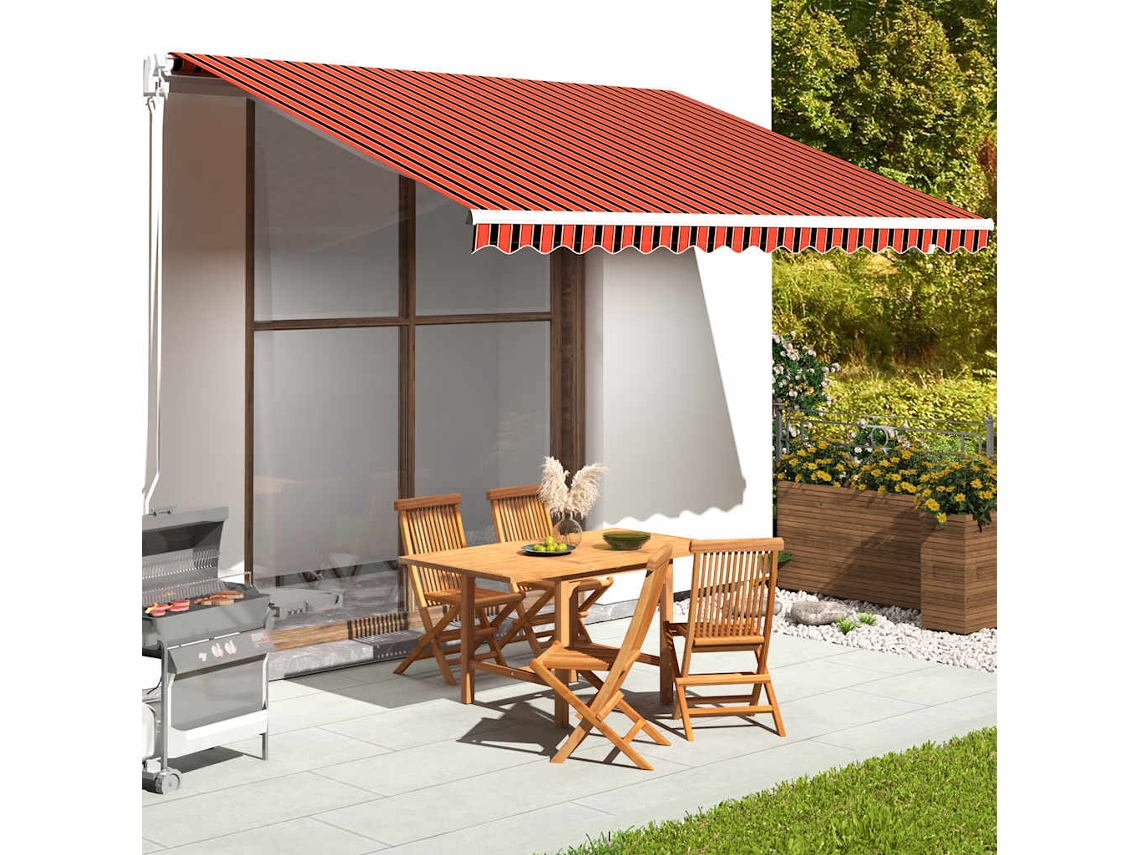 Vidaxl Tecido De Substituição Para Toldo Laranja E Castanho 430x345 Cm Poliéster