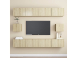 Pcs Conjunto Mã³veis De Tv Derivados Madeira Carvalho Sonoma DKD HOME DECOR