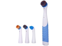 Escova De Limpeza Elétrica Com Escova Doméstica Multiuso E 4 Cabeças De Escova Para Banheiro/cozinha E Sapatos Brilvibera (branca E Azul)