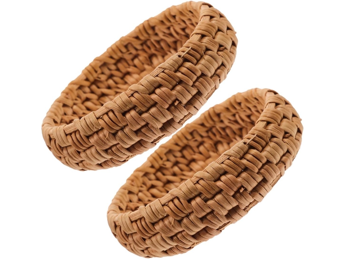 Conjunto De 2 Pulseiras De Rattan Trançado Feitas À Mão, Estilo Étnico Retrô, Leves E Ideais Para Mulheres.