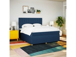 Vidaxl Cama Com Molas/colchão 180x200 Cm Tecido Azul
