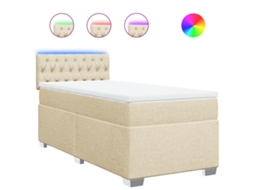 Cama com Molas/colchão 90x190 Cm Tecido Cor Creme MAISON EXCLUSIVE