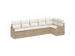 Conjunto 6 Conjunto De Sofá De Jardim Vidaxl Bege Vime Pe (287,5 X 122,5 X 69 Cm)