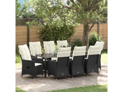 Vidaxl Conjunto De Jantar Para Jardim 9 Unid. Preto Vime Pe