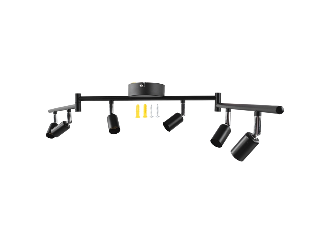 Rebe-kit De Iluminação De Trilho Com 6 Lâmpadas Rotativas Para Teto, Base Gu10, 85-265v, Preto