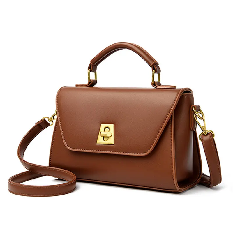 (2401-marrom) Bolsa Feminina Quadrada Elegante, Bolsa De Couro Pu De Alta Qualidade