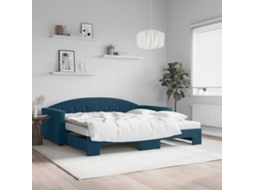 Vidaxl Sofá-cama Com Gavetão E Colchões 100x200 Cm Veludo Azul