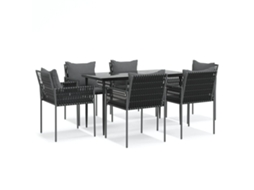 Conjunto de 7 Jantar para Jardim com Almofadões Vime Pe e Aço MAISON EXCLUSIVE (7pcs)