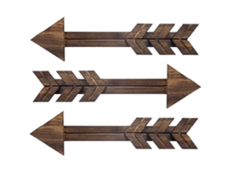 Decoración De Parede Com Flechas De Madeira Rústica, Conjunto De 3, Estilo Campestre, Marrom, Médio