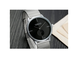 Relógio masculino casual para casal, estilo aço inoxidável, quartzo, à prova d'água, preto.
