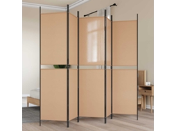 Vidaxl Divisor De Ambiente De 5 Painéis Bege 250 X 200 Cm Tecido