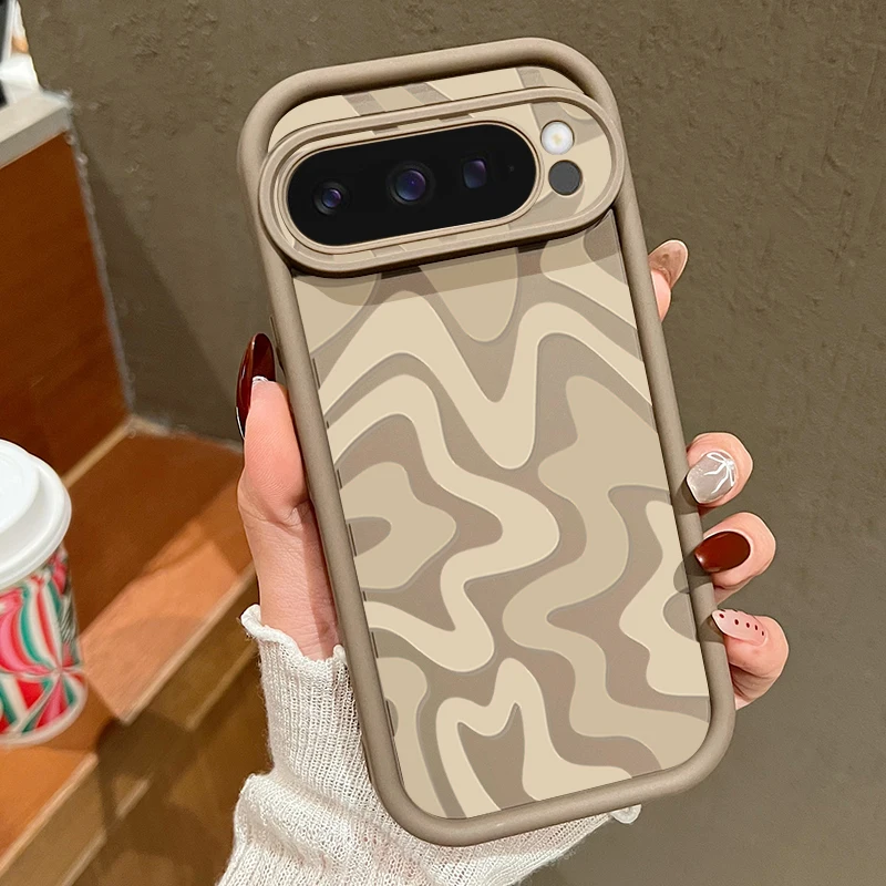(café) Capa Protetora Macia Com Estampa Listrada Para Google Pixel 10, À Prova De Choque, Em Tpu.