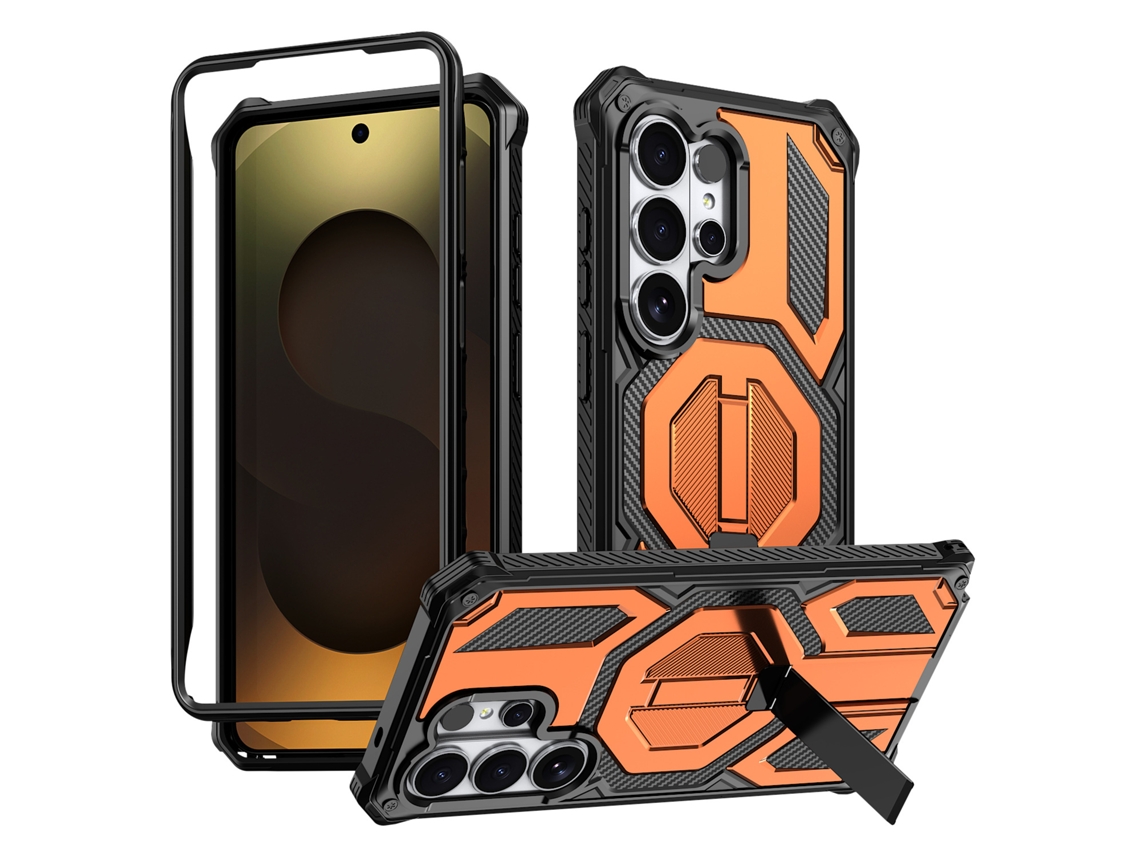 Capa Para Samsung Galaxy S26 Plus, Com Suporte E Carregamento Magnético, Resistente De Nível Militar Laranja Panoona