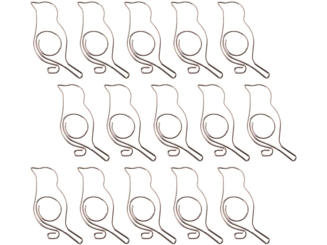 Conjunto de 20 clipes metálicos em formato de corredor para decoração escolar, organizador de documentos criativo, durável e resistente.