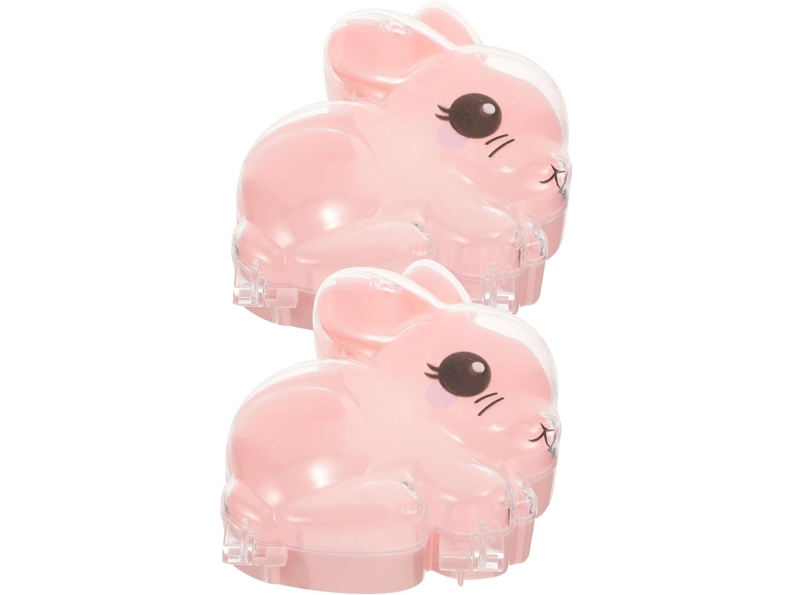 Caixa Transparente Em Plástico Formato De Coelho, Com 2 Peças, Ideal Para Doces E Sobremesas Funcional Decorativa