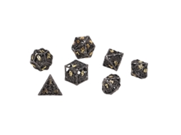 7pcs Dados Poliédricos Ocos De Cobre Preto E Dourado Para Jogos De Rpg E Festas