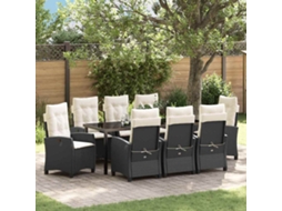 Vidaxl Conjunto De Jantar Para Jardim 9 Unid. Preto Vime Pe