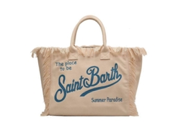 Bolsa AQUAFORGE de Praia com Tassel Feito à Mão em Tecido Jeans Estampado