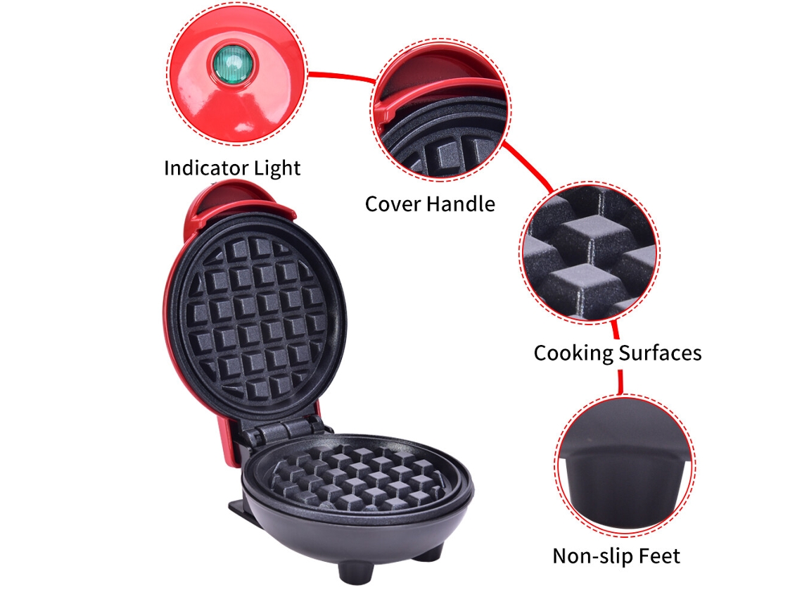 Nova Mini Máquina De Waffles Caseira Antiaderente Para Panquecas E Lanches