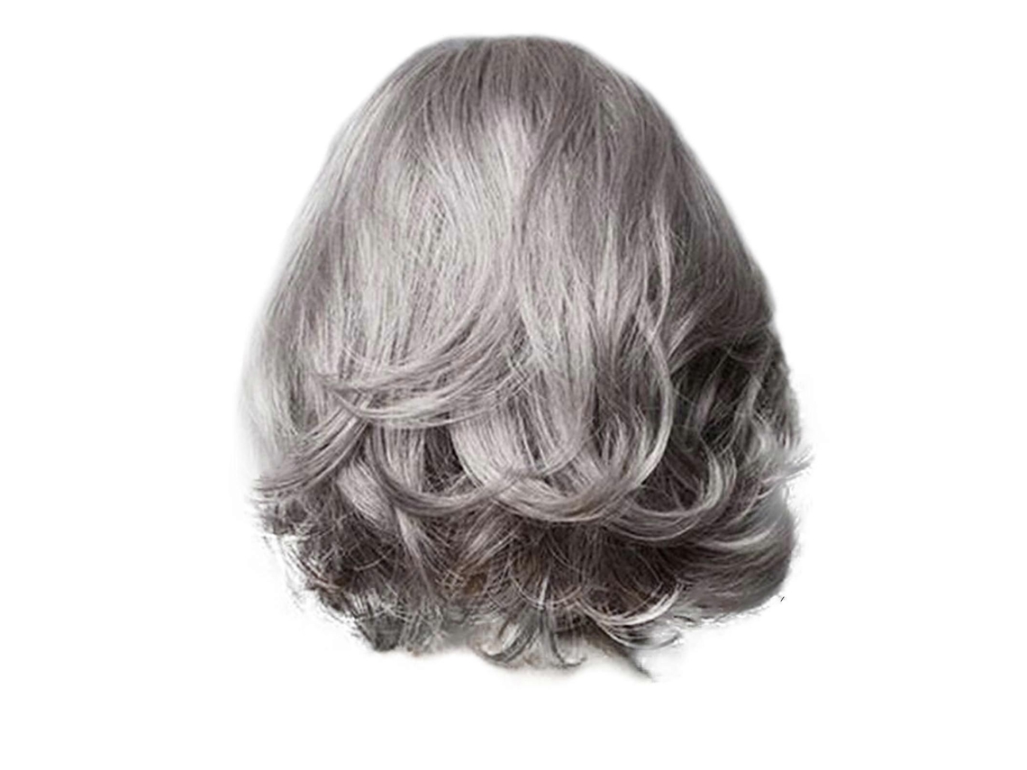 Perucas Femininas da Moda, Peruca Sintética Cinza, Peruca Curta com Ondas no Cabelo. TAISHENGDA