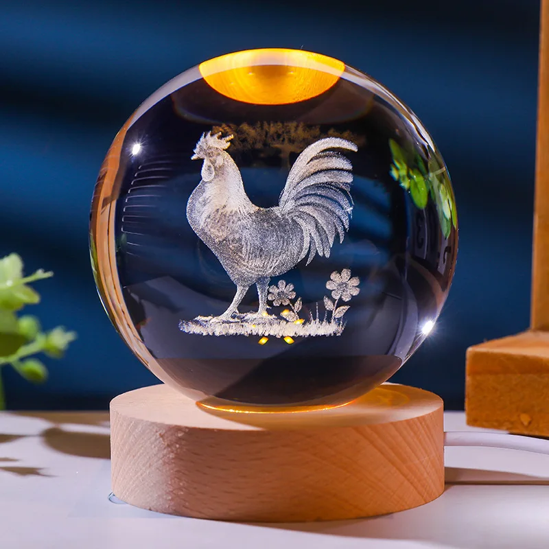 Luminária Noturna Bola de Cristal , Luminária Esculpida em 3d, Decoração para Casa MDUG (luz Fria)