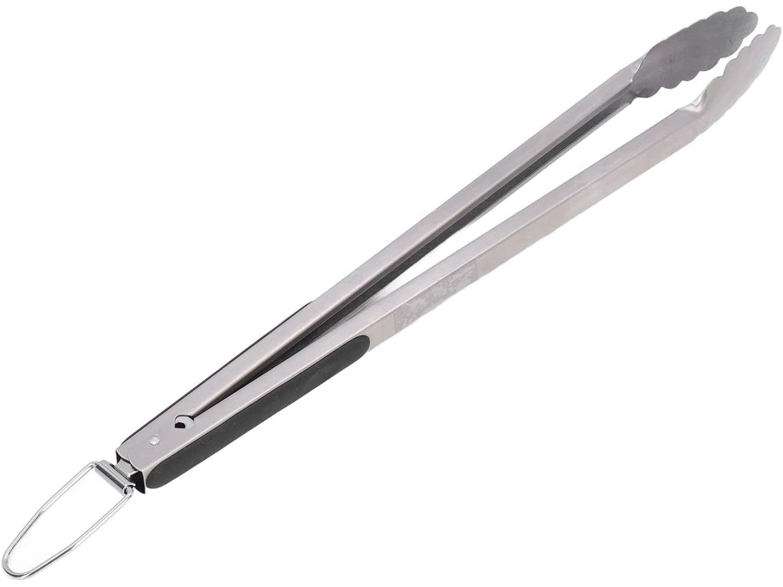 Pinça Para Alimentos Em Aço Inoxidável E Silicone, Ideal Para Churrasco, Camping E Culinária, 210g, Preta E Prateada