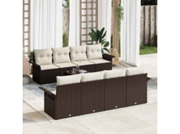 Vidaxl Conjunto De Sofá De Jardim 9 Unid. Castanho Vime Pe